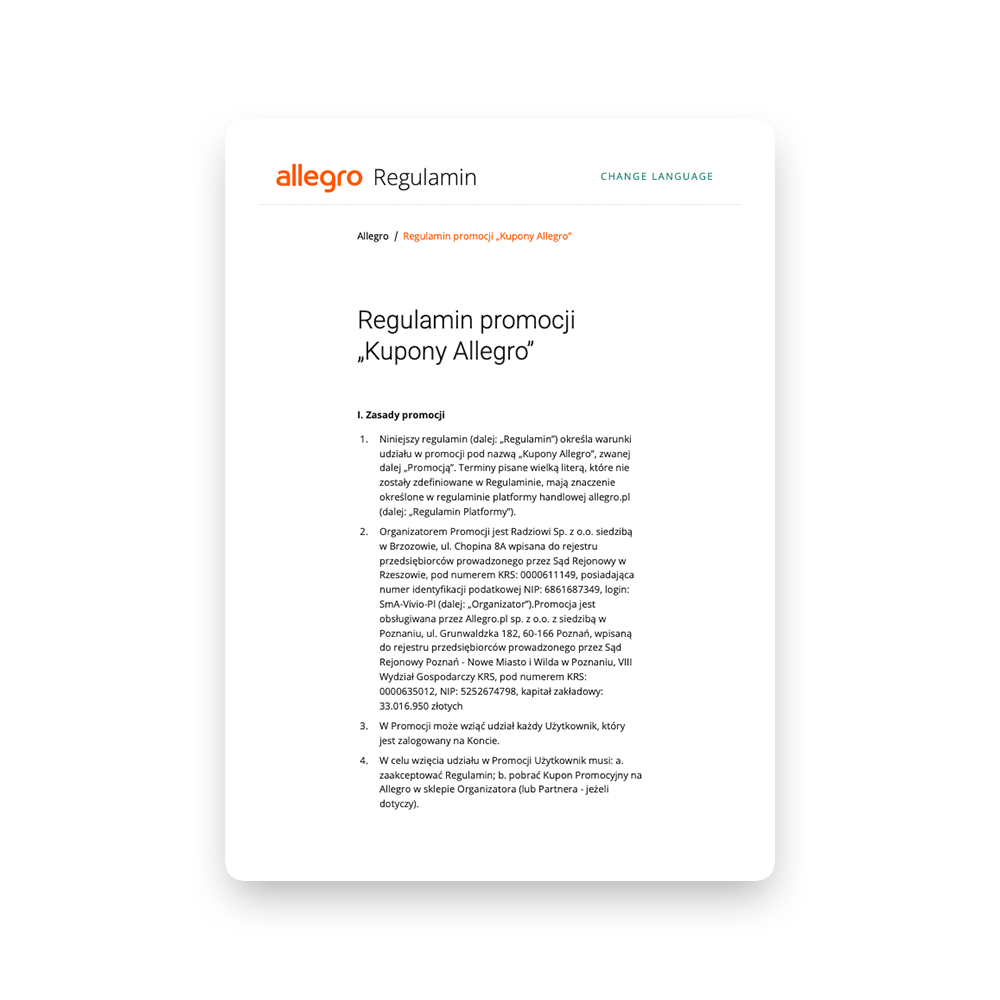 Regulamin kody Allegro
